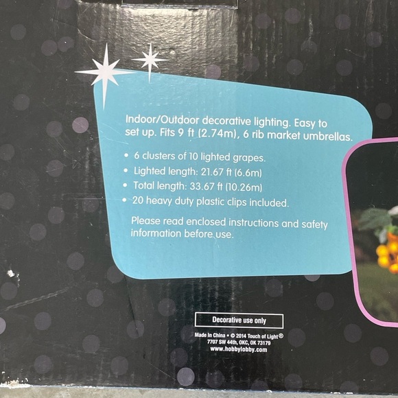 Vintage Lighted Grapes and Grapevine rubber plastic string lights NOS NWT - Picture 5 of 8